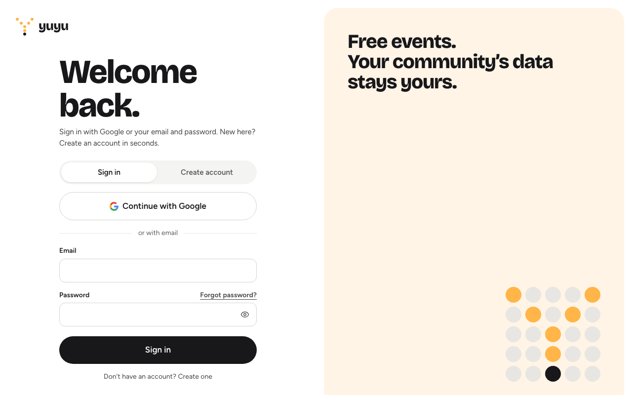 The sign-in page with the Sign in and Create account tabs